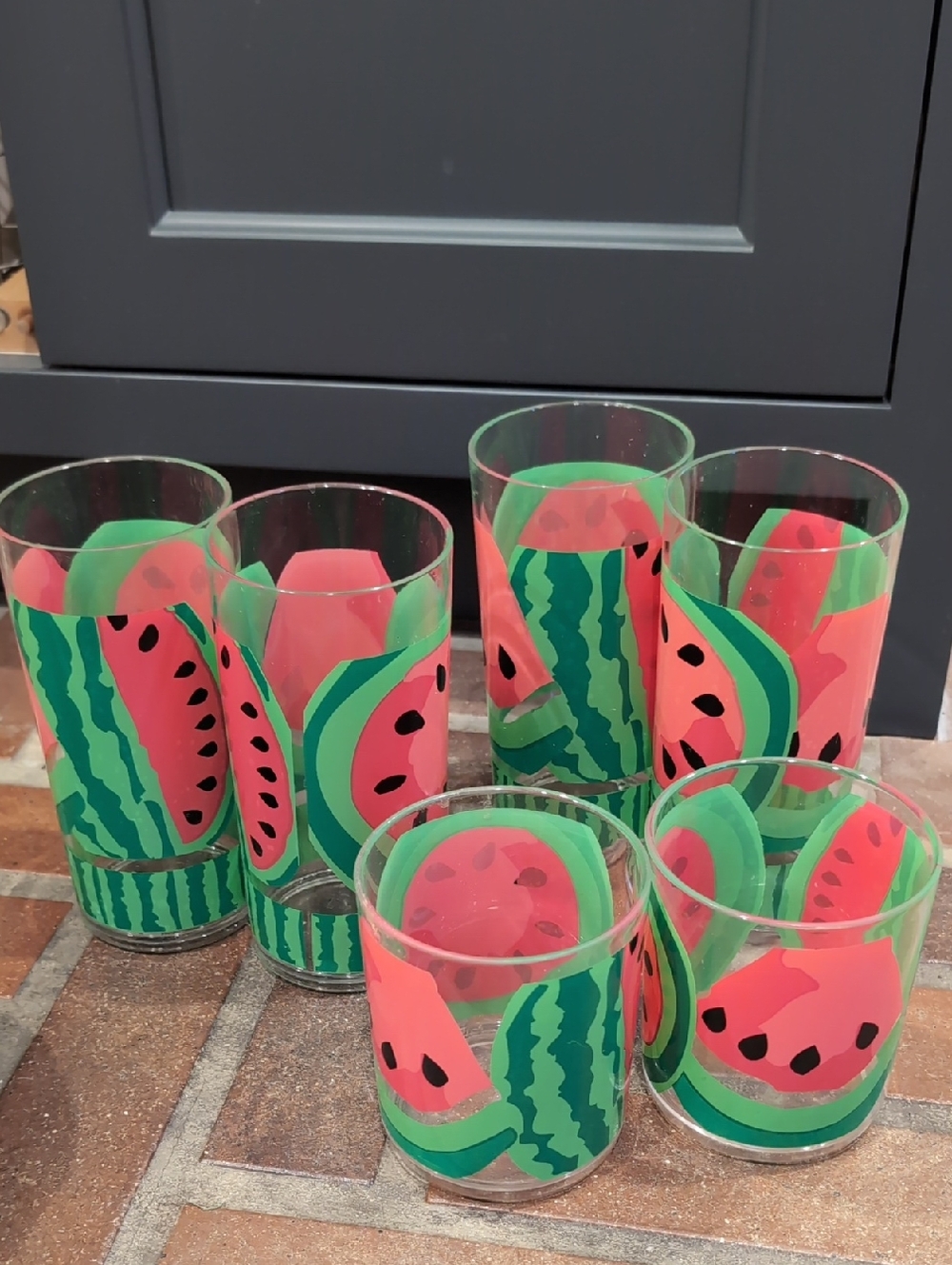 Watermelon Print Drinking Glasses - Set of 6